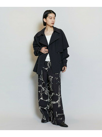 【MOGA】【Lサイズ】ナイロンリヨセルタッサーショートトレンチコート 詳細画像 ダークネイビー 4