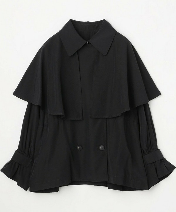 【Lサイズ】ナイロンリヨセルタッサーショートトレンチコート 詳細画像 ダークネイビー 1