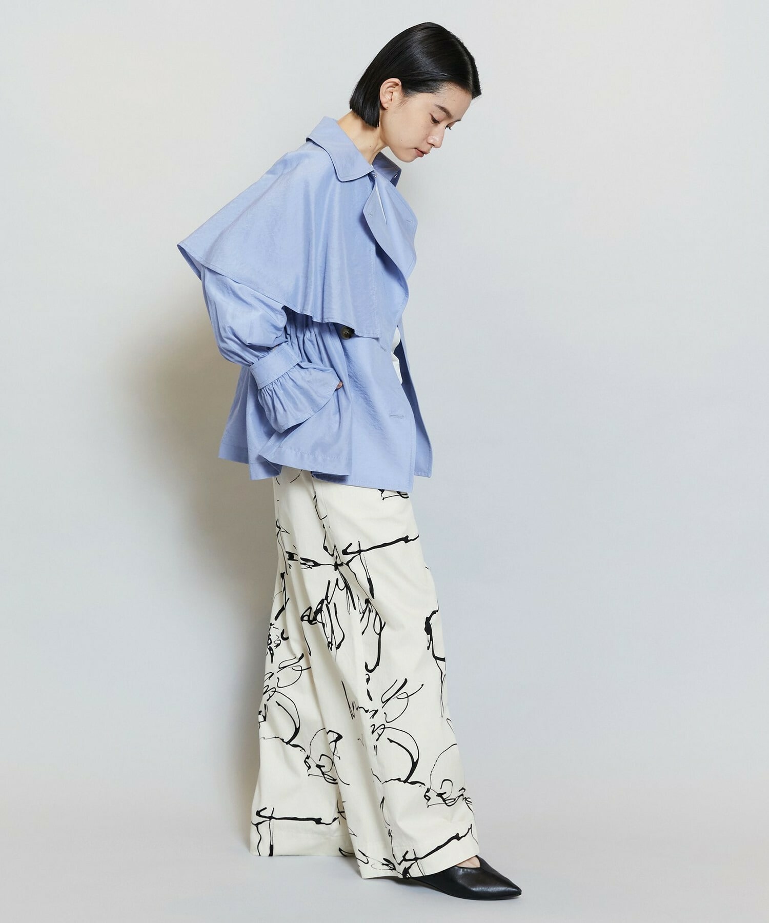 【MOGA】【Lサイズ】ナイロンリヨセルタッサーショートトレンチコート 詳細画像 ダークネイビー 12