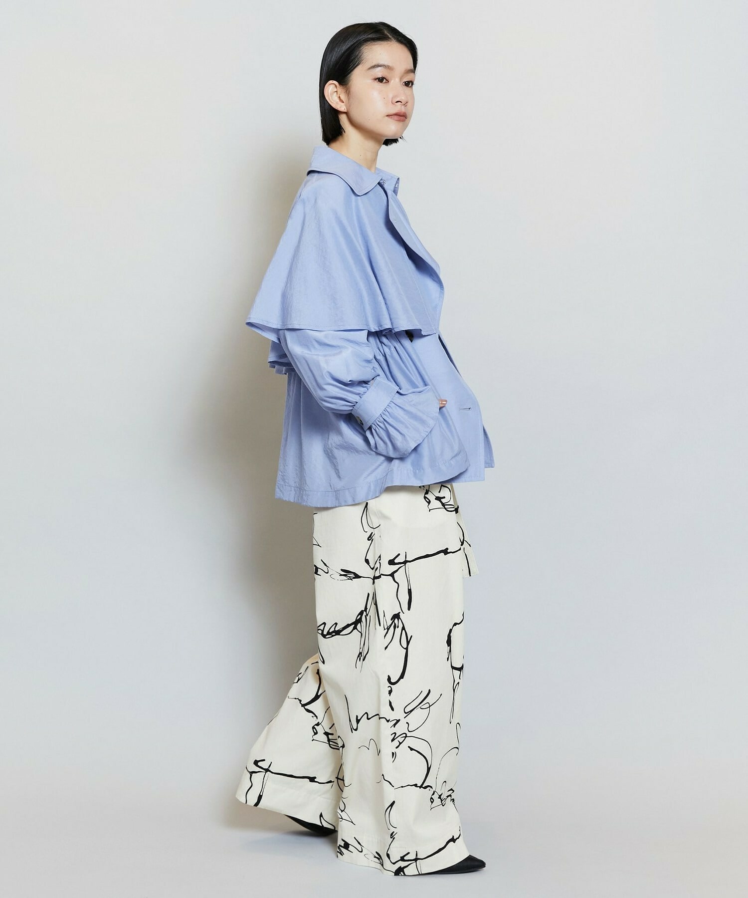 【MOGA】【Lサイズ】ナイロンリヨセルタッサーショートトレンチコート 詳細画像 ダークネイビー 13