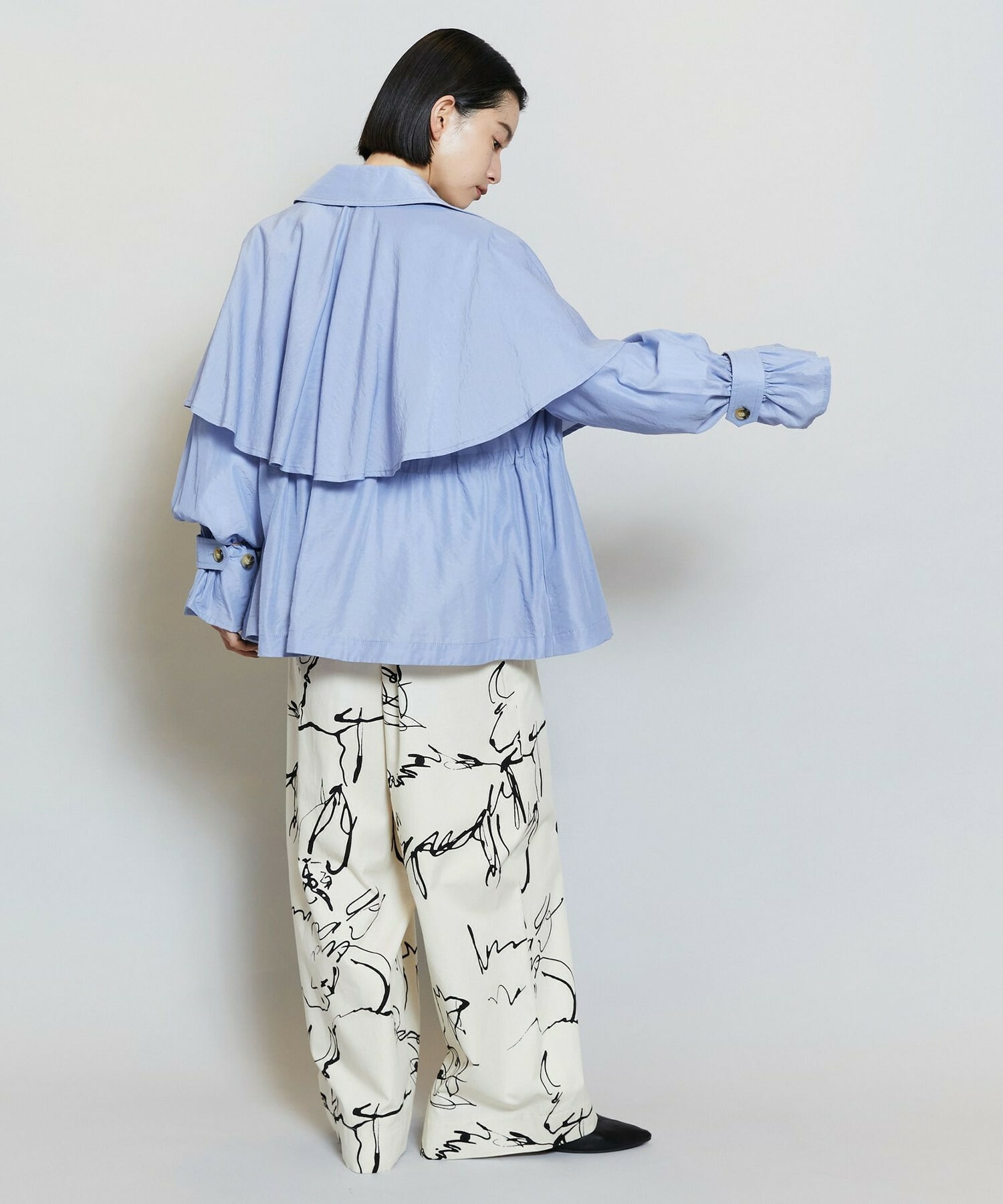 【MOGA】【Lサイズ】ナイロンリヨセルタッサーショートトレンチコート 詳細画像 ダークネイビー 14