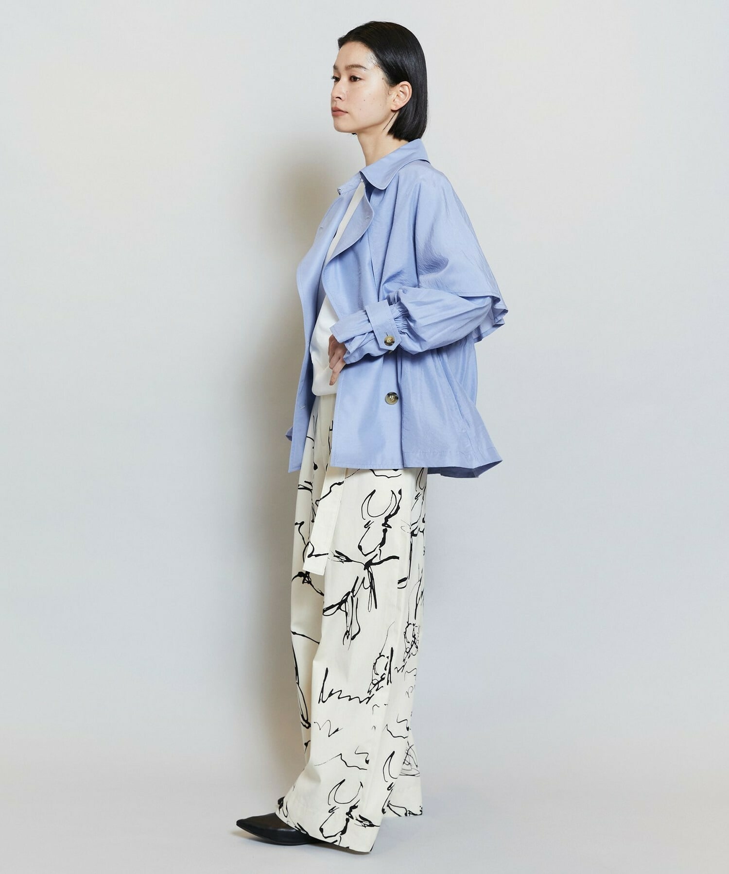 【MOGA】【Lサイズ】ナイロンリヨセルタッサーショートトレンチコート 詳細画像 ダークネイビー 17