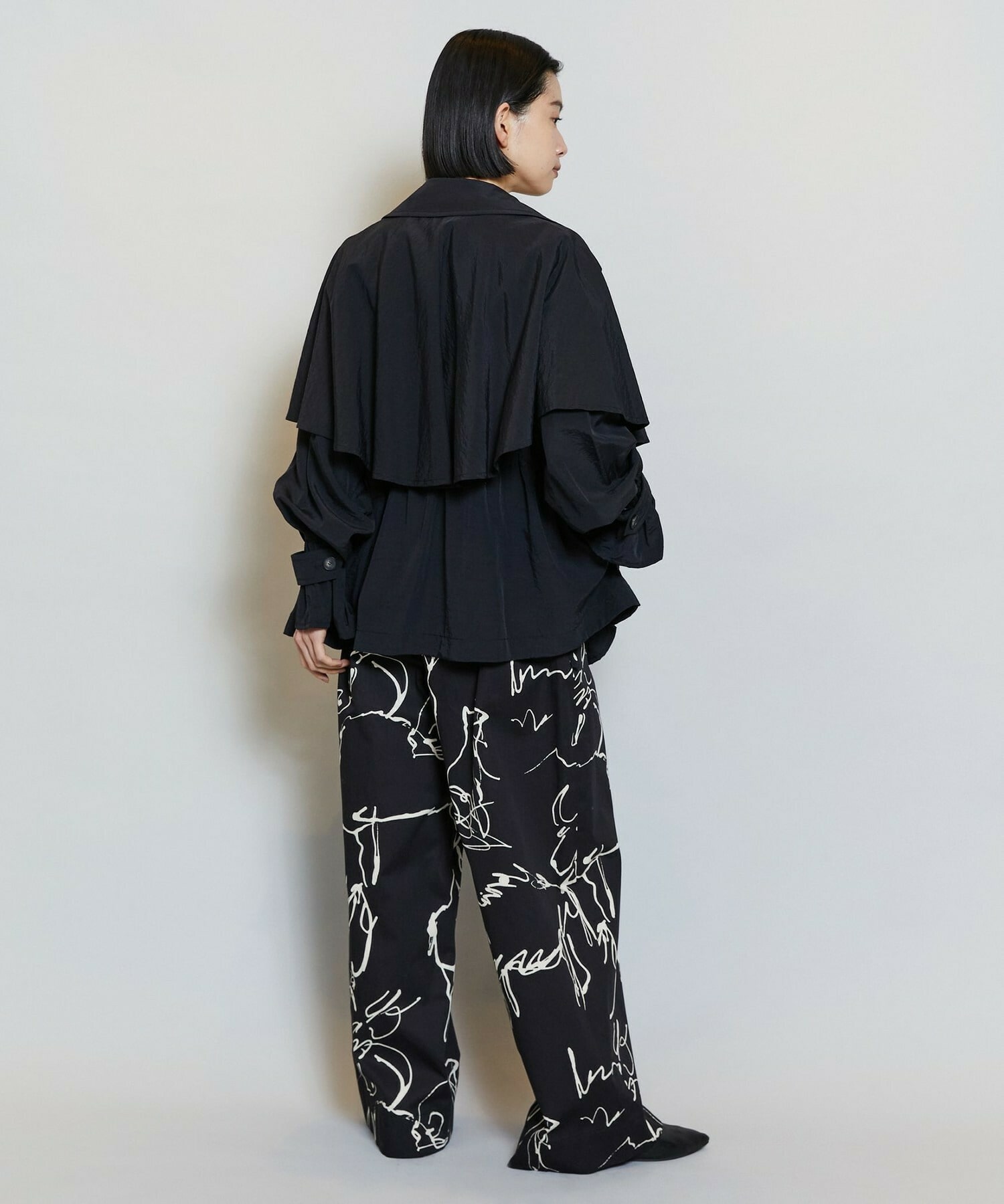 【MOGA】【Lサイズ】ナイロンリヨセルタッサーショートトレンチコート 詳細画像 ダークネイビー 7