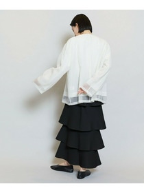 【MOGA】【Lサイズ】シアーストライプノーカラージャケット 詳細画像 ブラック 16