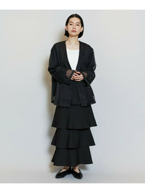 【MOGA】【Lサイズ】シアーストライプノーカラージャケット 詳細画像 ブラック 2