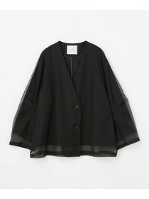 【MOGA】【Lサイズ】シアーストライプノーカラージャケット 詳細画像 ブラック 22