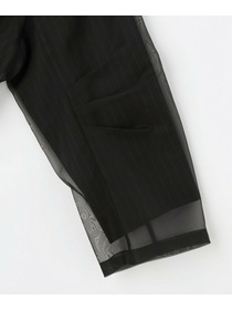 【MOGA】【Lサイズ】シアーストライプノーカラージャケット 詳細画像 ブラック 25