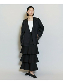 【MOGA】【Lサイズ】シアーストライプノーカラージャケット 詳細画像 ブラック 3