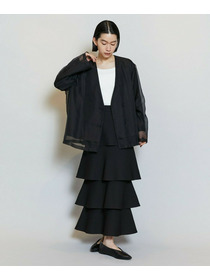 【MOGA】【Lサイズ】シアーストライプノーカラージャケット 詳細画像 ブラック 4