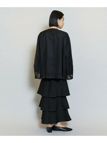 【MOGA】【Lサイズ】シアーストライプノーカラージャケット 詳細画像 ブラック 7