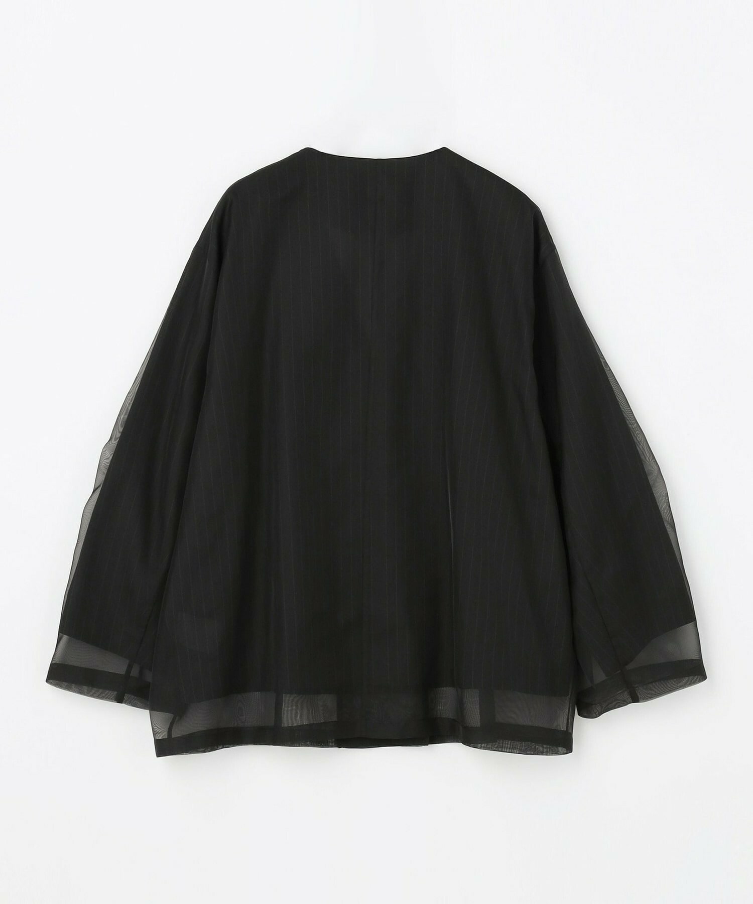 【MOGA】【Lサイズ】シアーストライプノーカラージャケット 詳細画像 ブラック 23