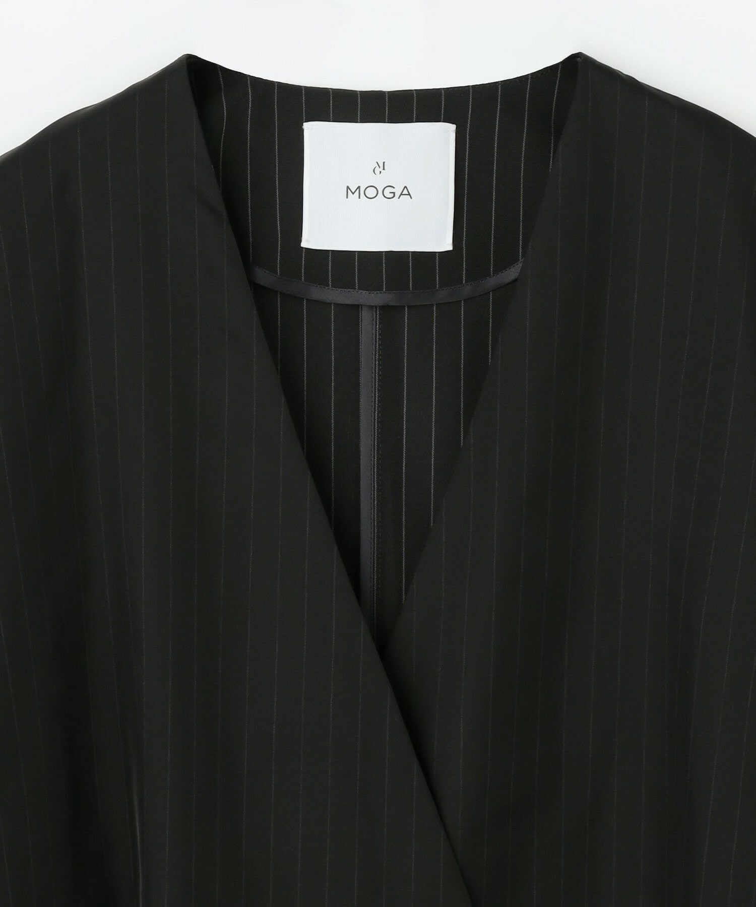 【MOGA】【Lサイズ】シアーストライプノーカラージャケット 詳細画像 ブラック 24