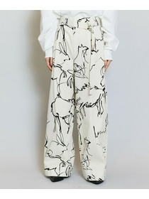 【MOGA】【Lサイズ】ドローイングプリントワイドパンツ 詳細画像 アイボリー 19