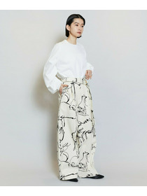 【MOGA】【Lサイズ】ドローイングプリントワイドパンツ 詳細画像 アイボリー 2