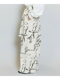 【MOGA】【Lサイズ】ドローイングプリントワイドパンツ 詳細画像 アイボリー 20