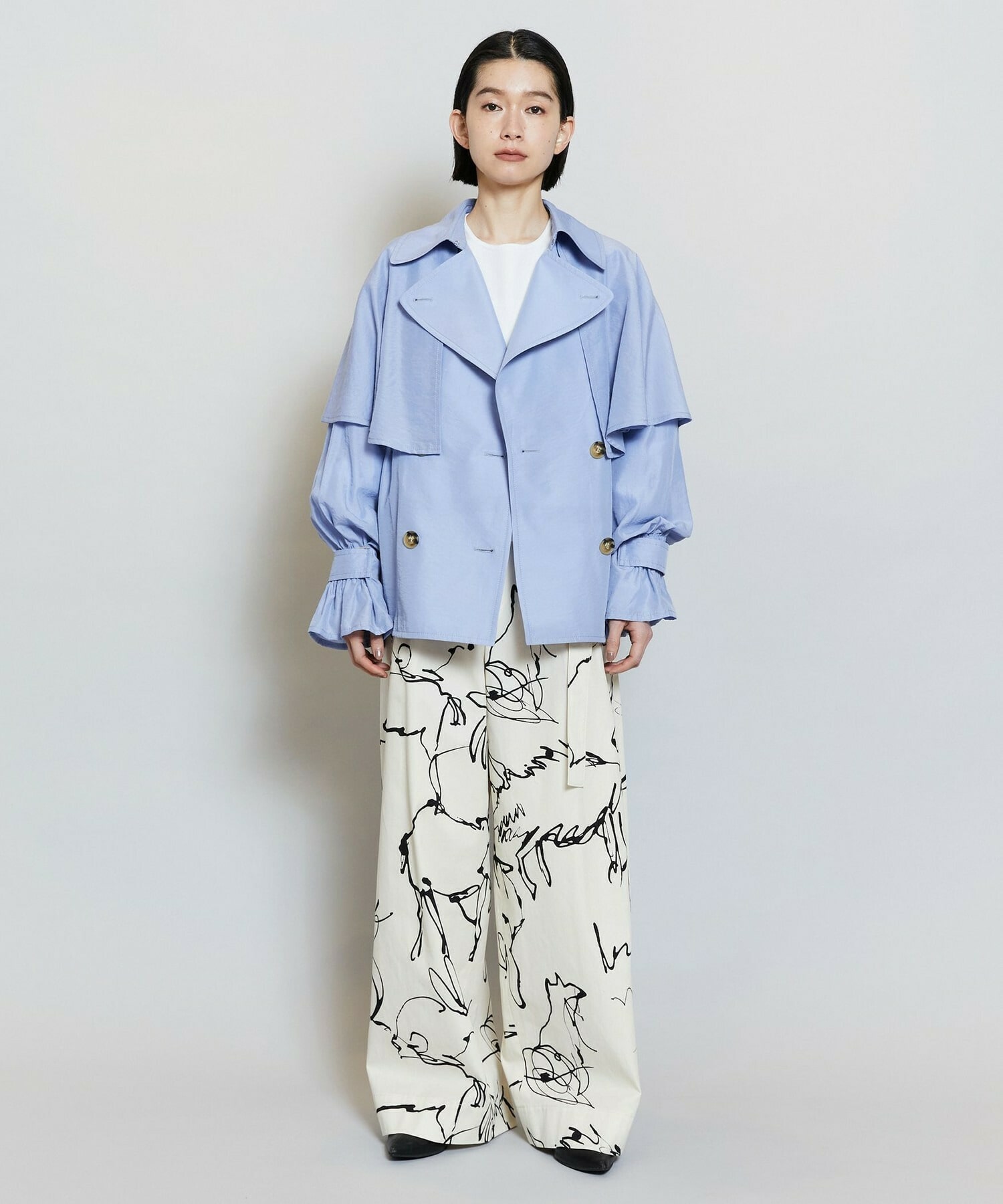 【MOGA】【Lサイズ】ドローイングプリントワイドパンツ 詳細画像 アイボリー 15