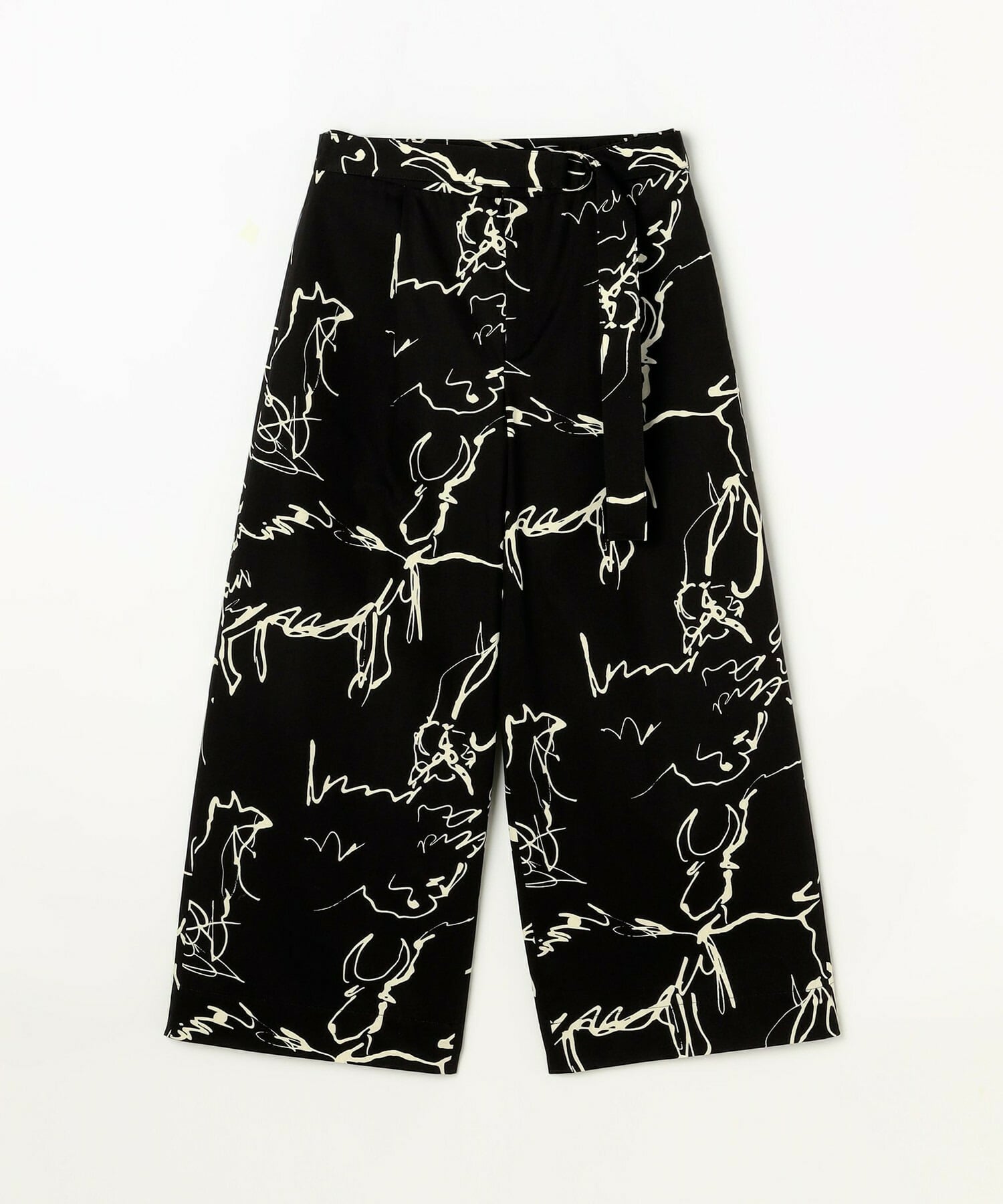 【MOGA】【Lサイズ】ドローイングプリントワイドパンツ 詳細画像 ブラック系その他 1