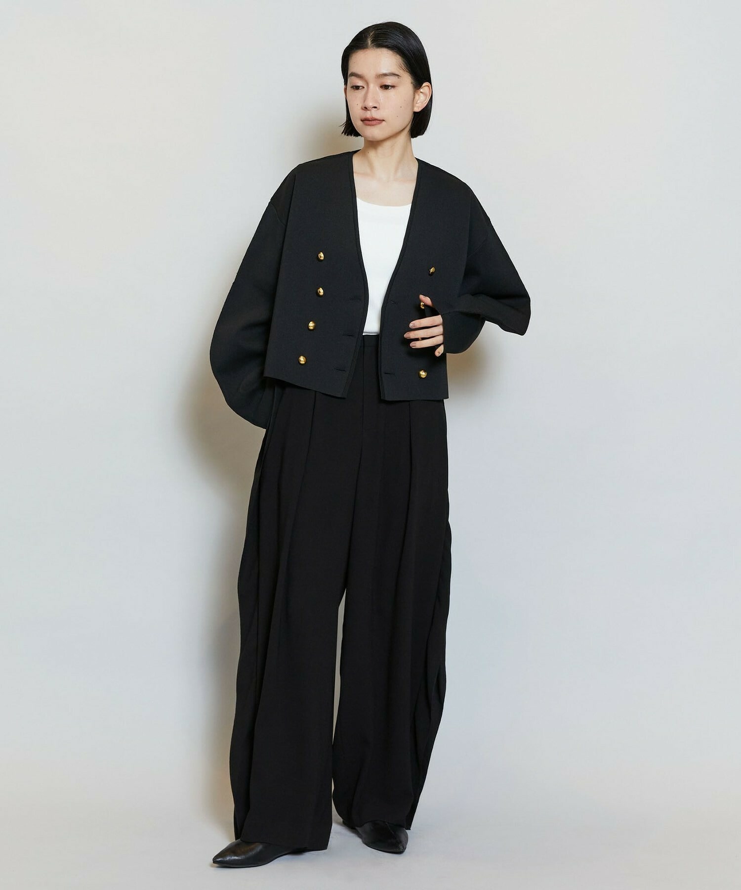 【MOGA】【Lサイズ】バルキーポリエステルニットジャケット 詳細画像 ブラック 12