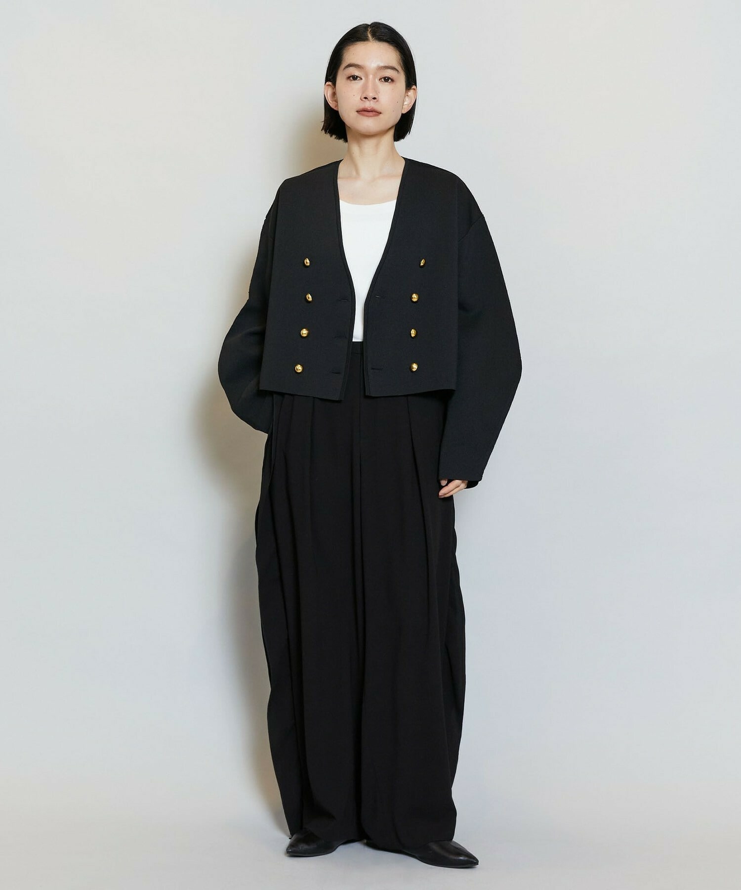 【MOGA】【Lサイズ】バルキーポリエステルニットジャケット 詳細画像 ブラック 13