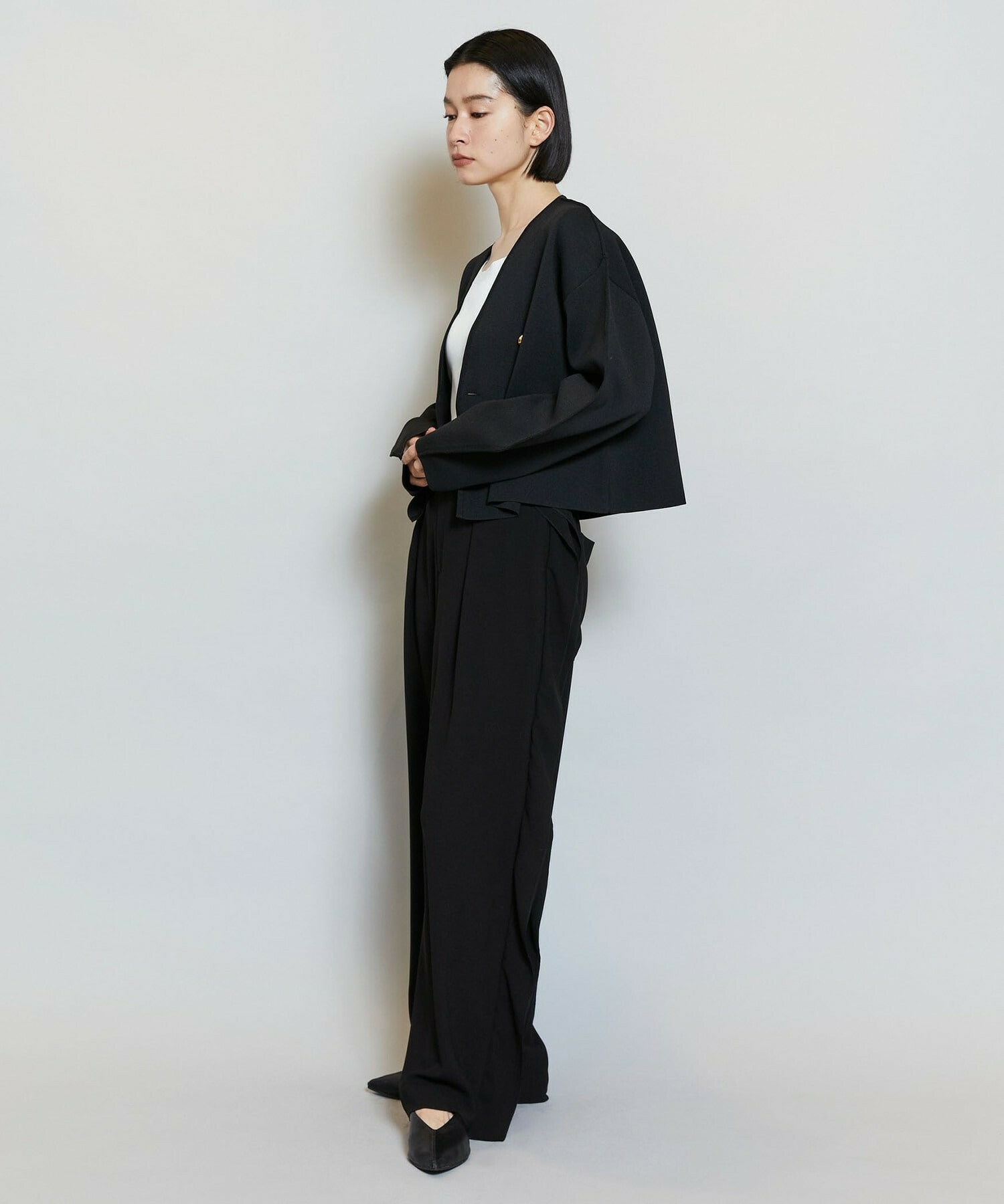 【MOGA】【Lサイズ】バルキーポリエステルニットジャケット 詳細画像 ブラック 18