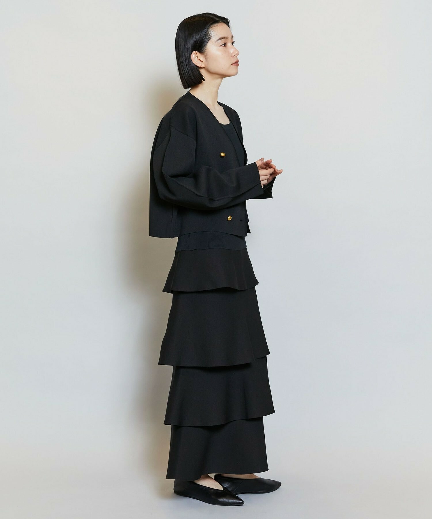 【MOGA】【Lサイズ】バルキーポリエステルニットジャケット 詳細画像 ブラック 4