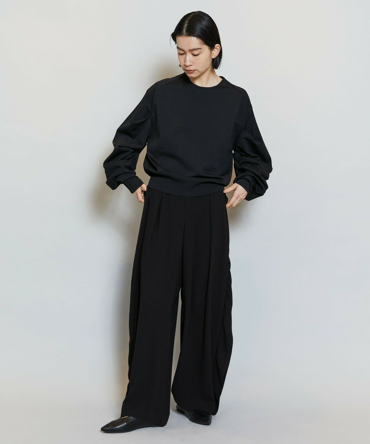 【MOGA】【Lサイズ】バルキーポリエステルニットトップス 詳細画像 ブラック 1