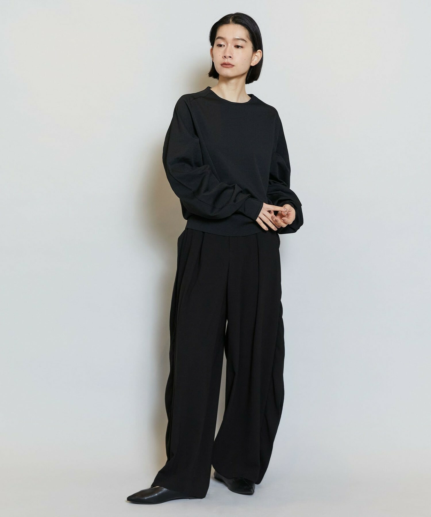 【MOGA】【Lサイズ】バルキーポリエステルニットトップス 詳細画像 ブラック 2