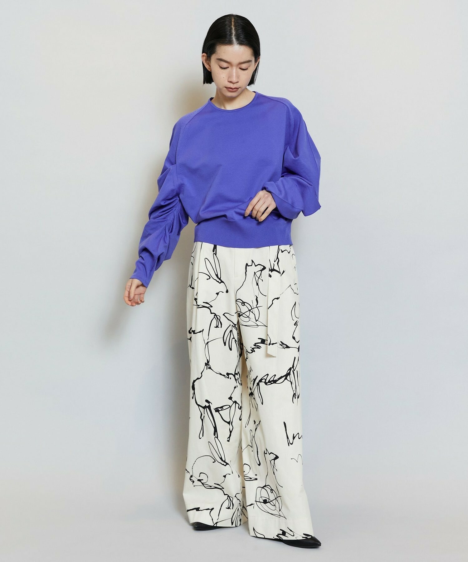 【MOGA】【Lサイズ】バルキーポリエステルニットトップス 詳細画像 ブラック 9