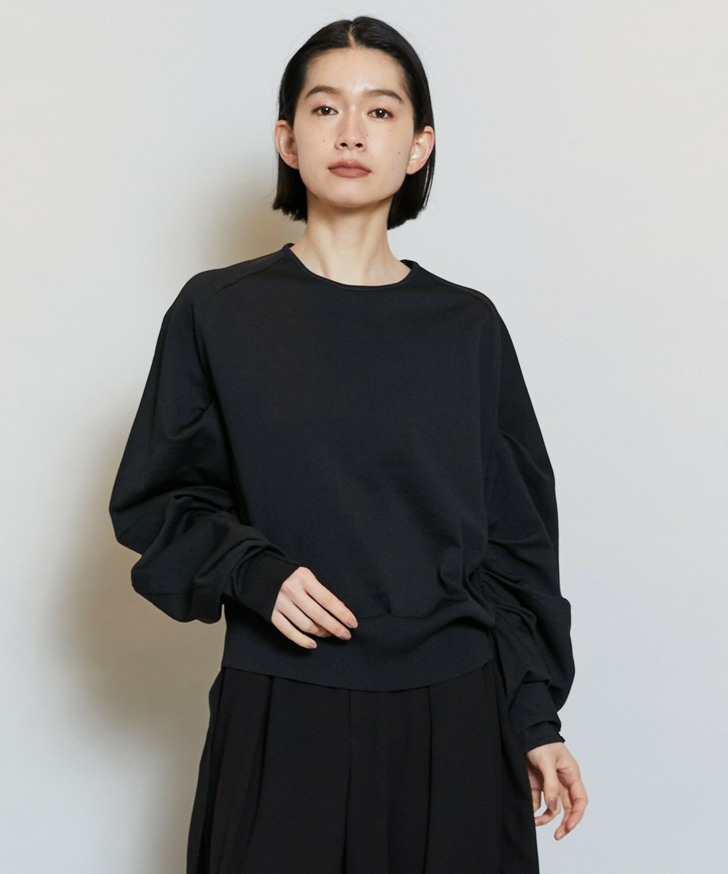 【MOGA】【Lサイズ】バルキーポリエステルニットトップス 詳細画像 ブラック 2