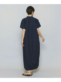 【MOGA】【Lサイズ】ストレッチタイプライタースタンドカラーロングワンピース 詳細画像 ネイビー 10