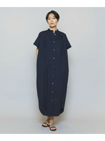 【MOGA】【Lサイズ】ストレッチタイプライタースタンドカラーロングワンピース 詳細画像 ネイビー 16