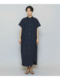 【MOGA】【Lサイズ】ストレッチタイプライタースタンドカラーロングワンピース 詳細画像 ネイビー 17