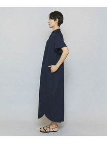 【MOGA】【Lサイズ】ストレッチタイプライタースタンドカラーロングワンピース 詳細画像 ネイビー 19