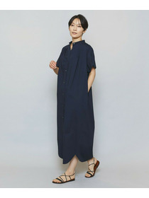 【MOGA】【Lサイズ】ストレッチタイプライタースタンドカラーロングワンピース 詳細画像 ネイビー 3