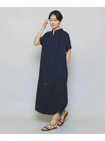 【MOGA】【Lサイズ】ストレッチタイプライタースタンドカラーロングワンピース 詳細画像 ネイビー 4