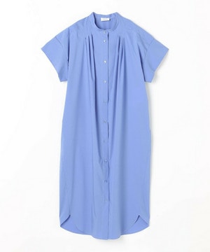 【MOGA】【Lサイズ】ストレッチタイプライタースタンドカラーロングワンピース 詳細画像 サックスブルー 1