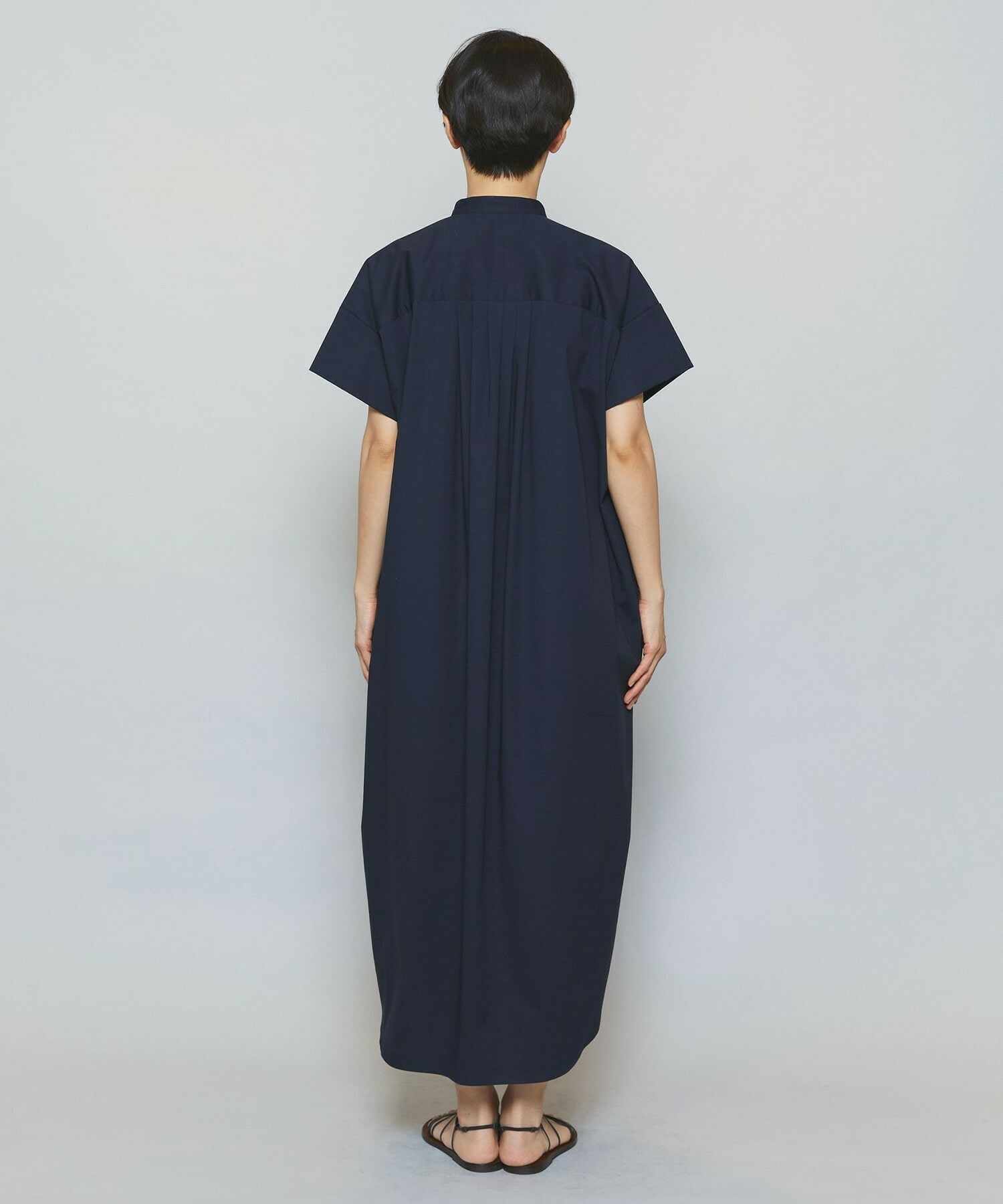 【MOGA】【Lサイズ】ストレッチタイプライタースタンドカラーロングワンピース 詳細画像 ネイビー 20