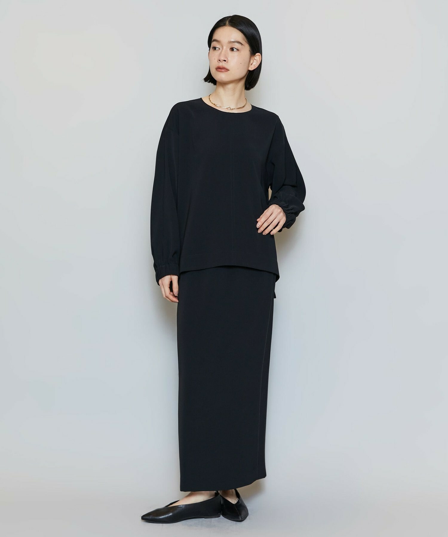 【MOGA】【Lサイズ】マカロンツイルサイドスリットブラウス 詳細画像 ブラック 20