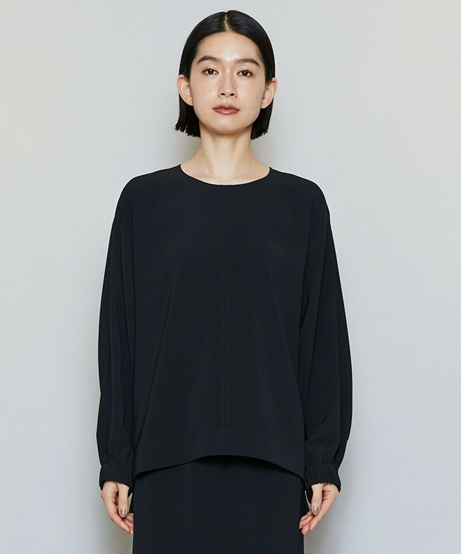 【MOGA】【Lサイズ】マカロンツイルサイドスリットブラウス 詳細画像 ブラック 21