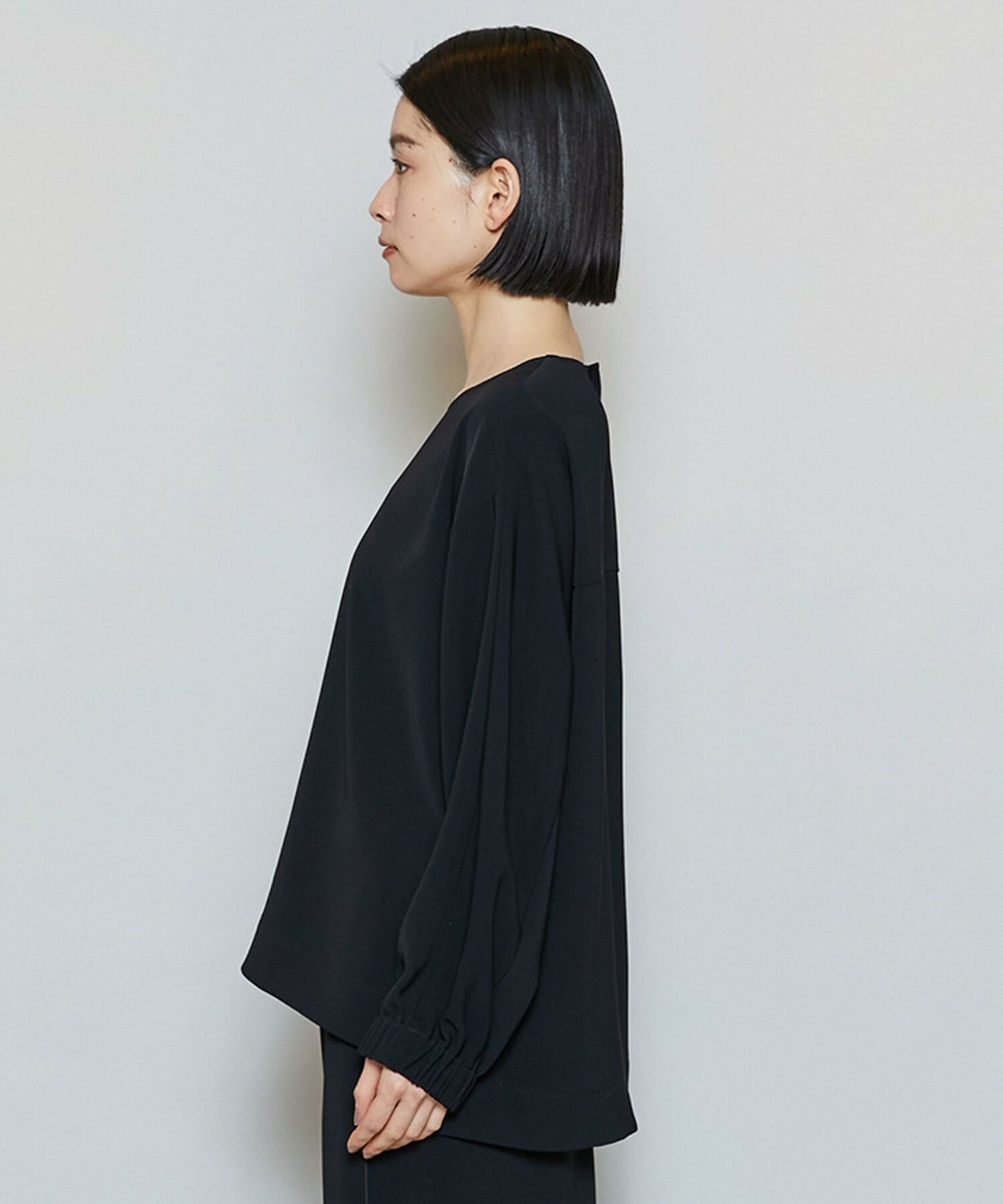 【MOGA】【Lサイズ】マカロンツイルサイドスリットブラウス 詳細画像 ブラック 22