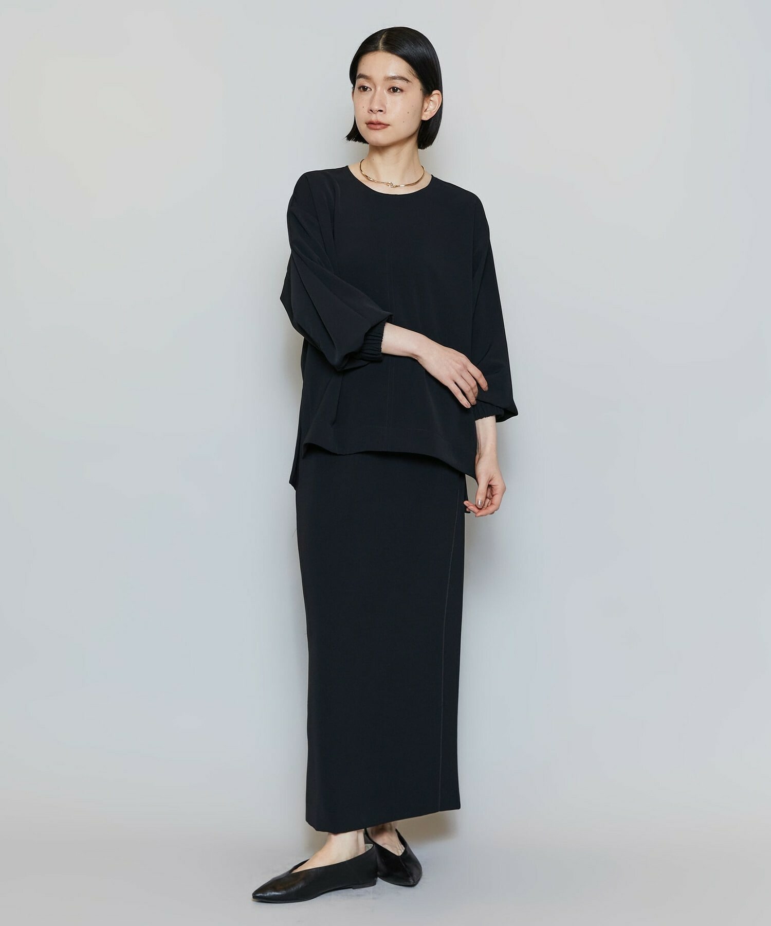 【MOGA】【Lサイズ】マカロンツイルサイドスリットブラウス 詳細画像 ブラック 4