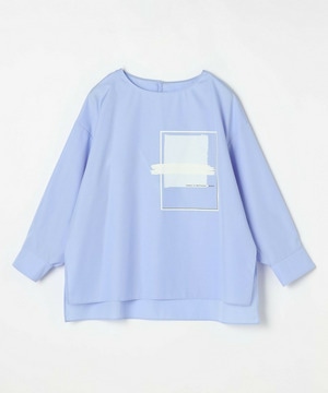 【MOGA】【Lサイズ】コットンブロードアートプリントブラウス 詳細画像 サックスブルー 1