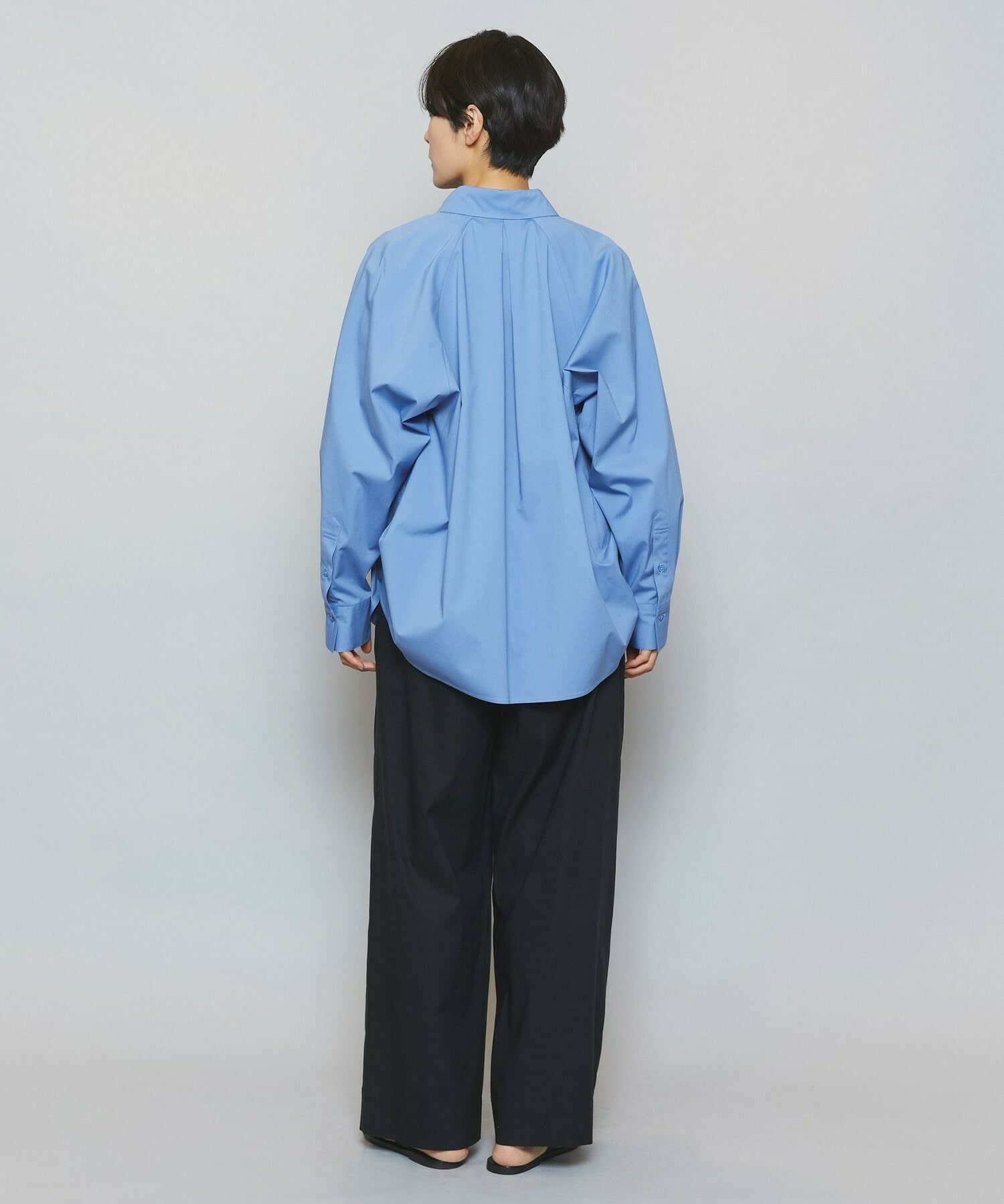 【MOGA】【Lサイズ】ストレッチタイプライターラグランスリーブシャツブラウス 詳細画像 ネイビー 10