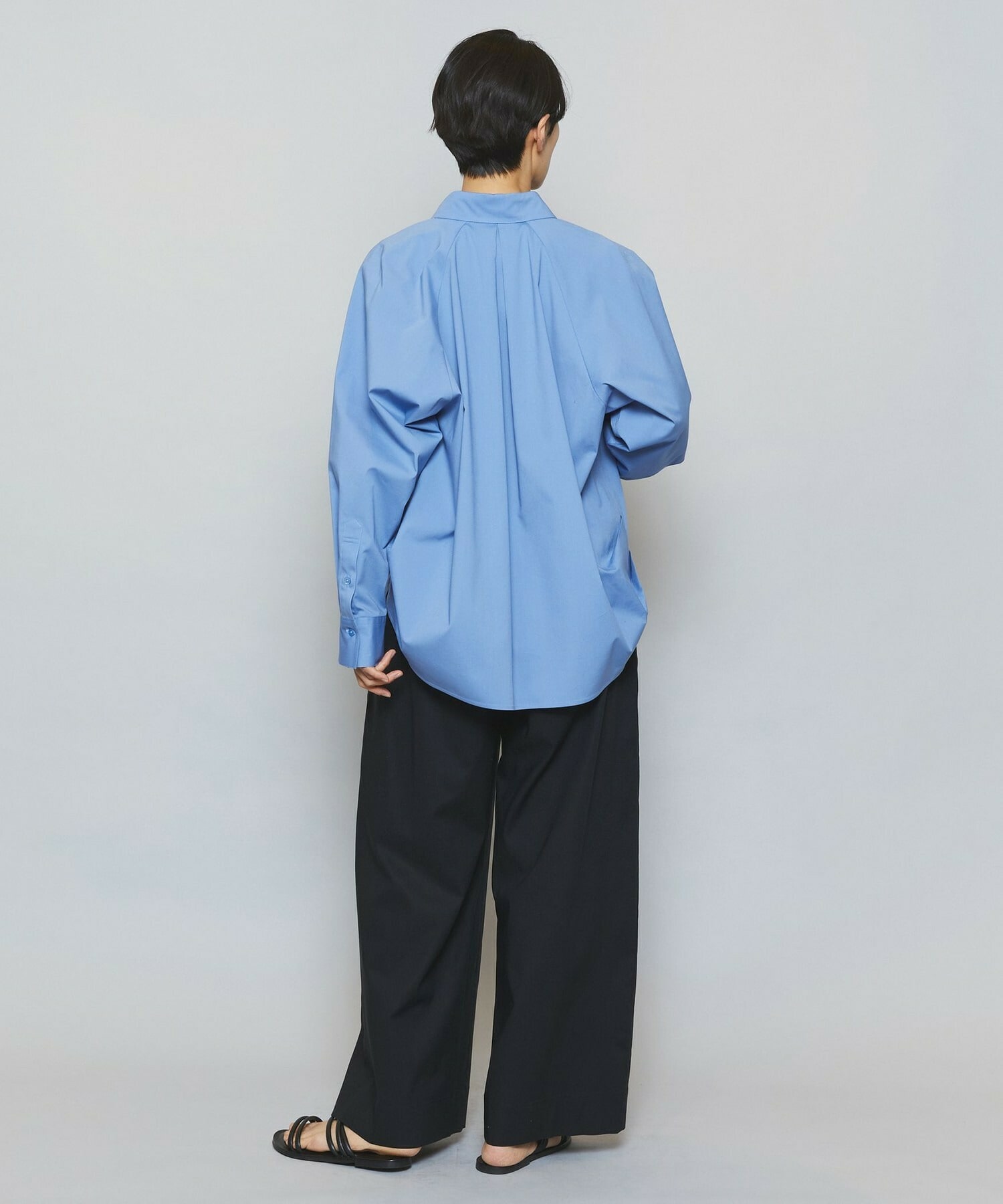 【MOGA】【Lサイズ】ストレッチタイプライターラグランスリーブシャツブラウス 詳細画像 ネイビー 11