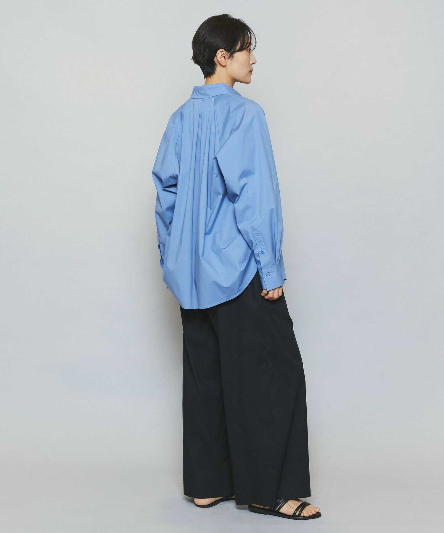 【MOGA】【Lサイズ】ストレッチタイプライターラグランスリーブシャツブラウス 詳細画像 ネイビー 12