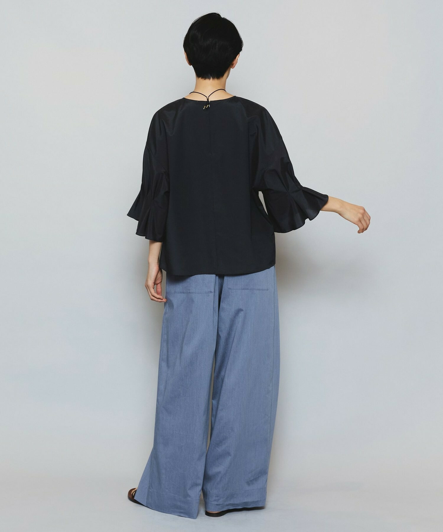 【MOGA】【Lサイズ】ブライトビンテージラウンドカラーブラウス 詳細画像 ブラック 12