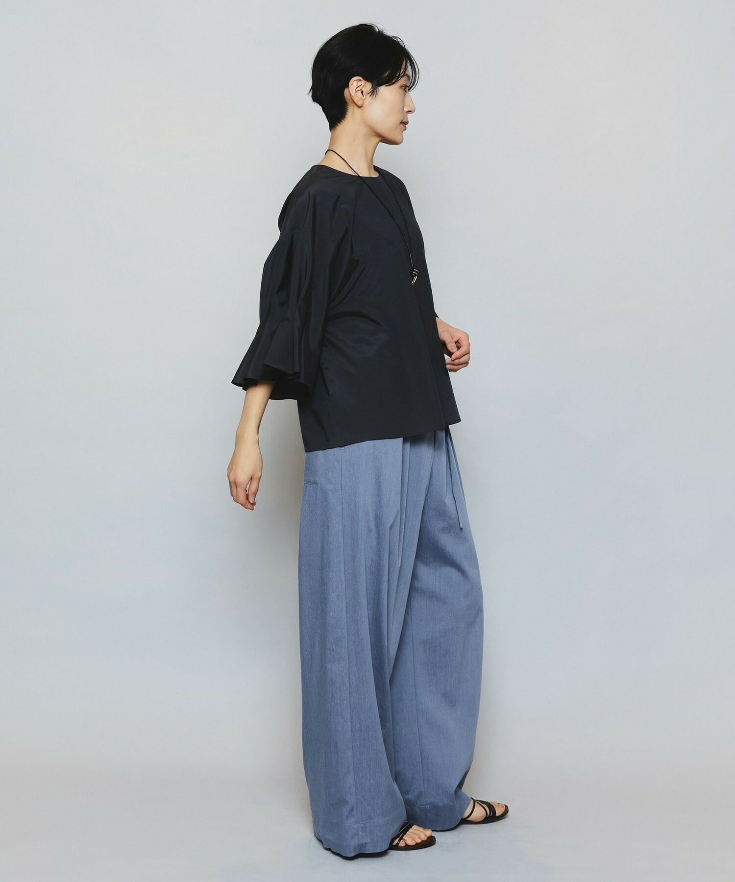 【MOGA】【Lサイズ】ブライトビンテージラウンドカラーブラウス 詳細画像 ブラック 15