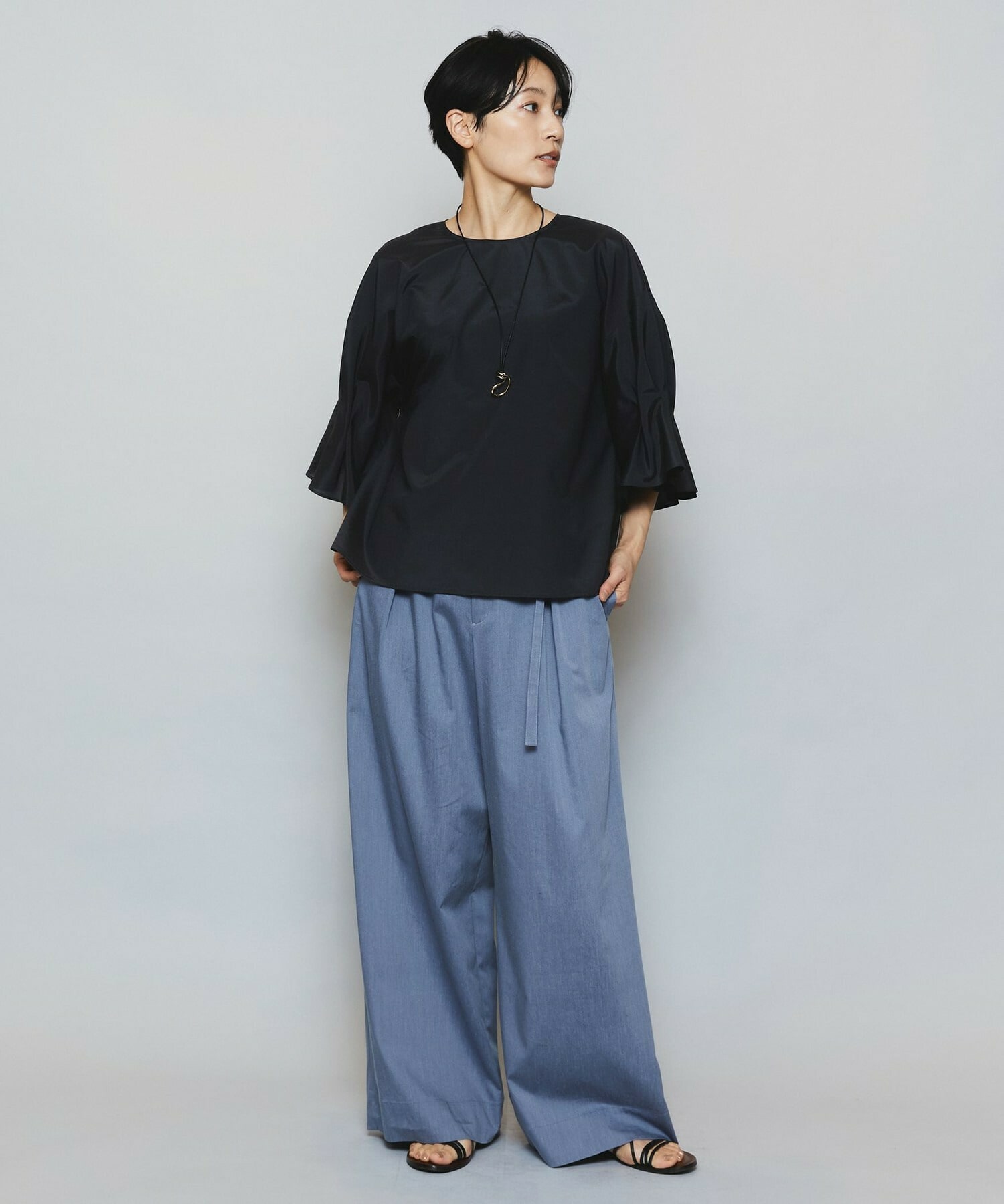 【MOGA】【Lサイズ】ブライトビンテージラウンドカラーブラウス 詳細画像 ブラック 17