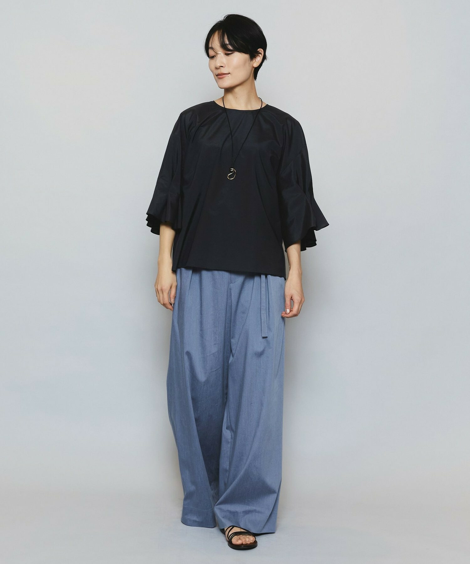 【MOGA】【Lサイズ】ブライトビンテージラウンドカラーブラウス 詳細画像 ブラック 5