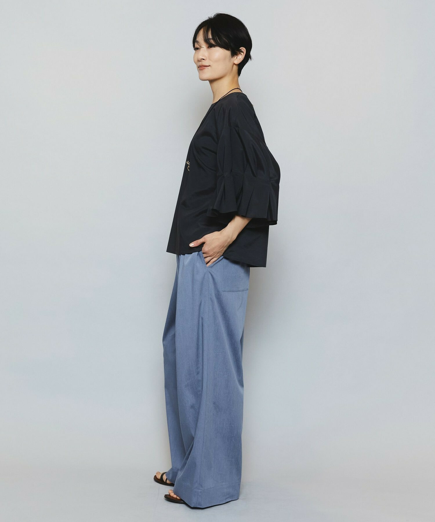 【MOGA】【Lサイズ】ブライトビンテージラウンドカラーブラウス 詳細画像 ブラック 9